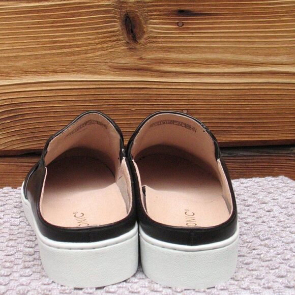 6 W Wide Vionic Black Leather Slip on Mule Sneakers Shoes - Picture 6 of 9